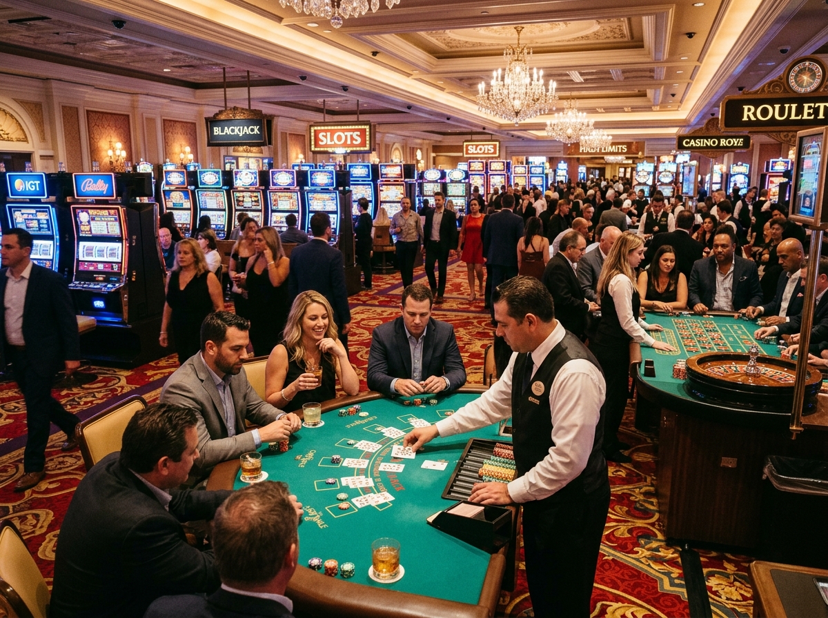 Australian casino hotel entertainment and skyline illustration